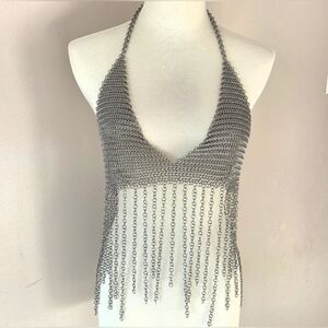 OOAK Handmade Chainmail Bra Top With Fringe-